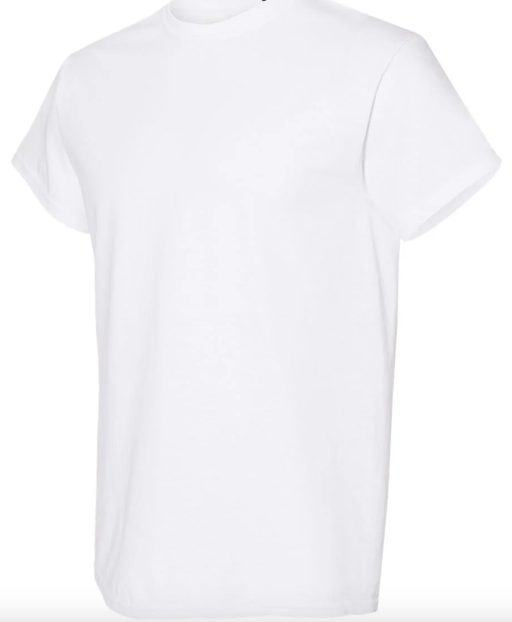 Plain white t-shirt on a light gray background