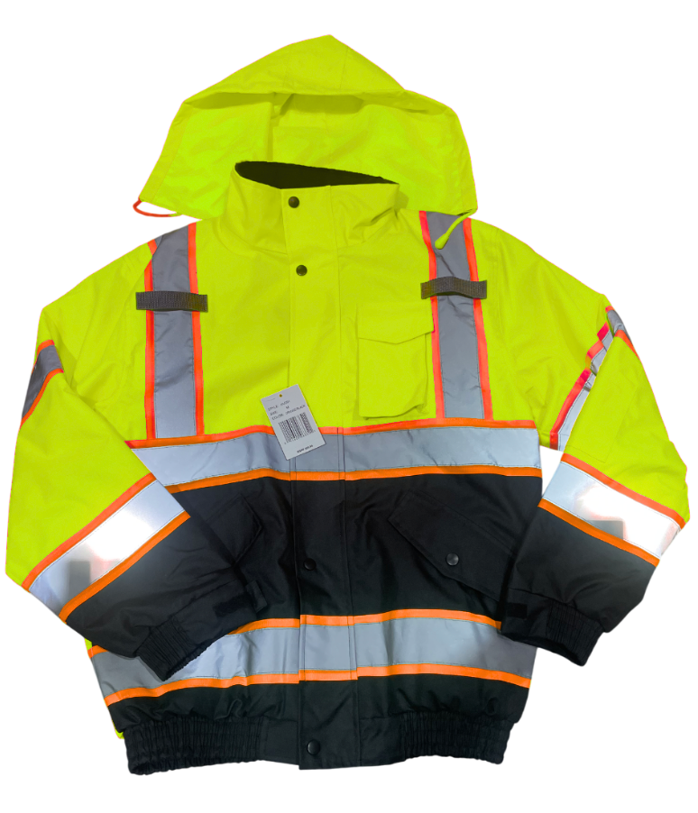 Neon Hi-Vis Reflective Safety Hooded Waterproof Jacket