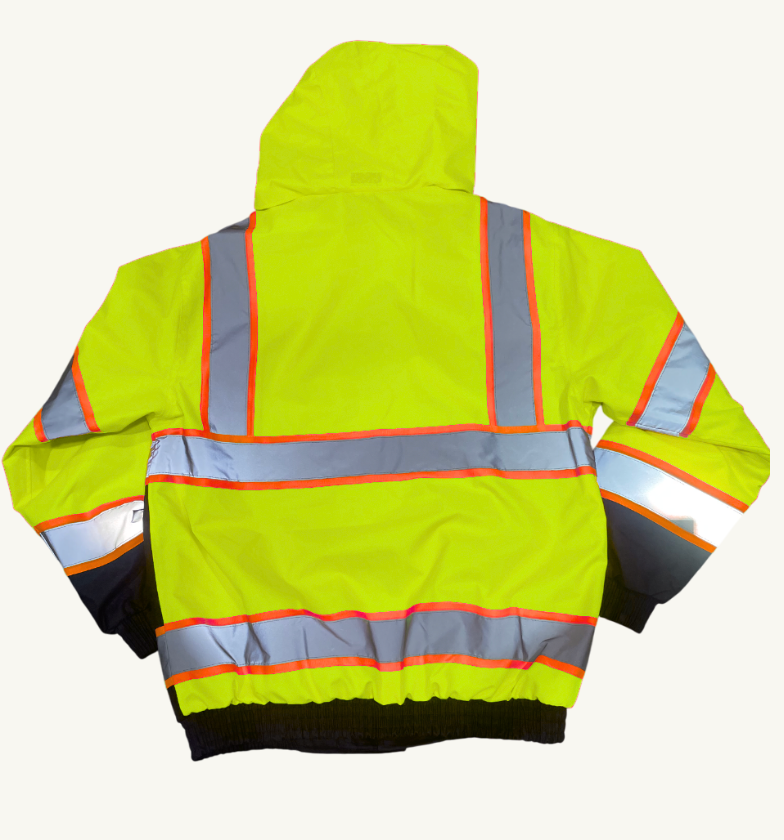 Neon Hi-Vis Reflective Safety Hooded Waterproof Jacket