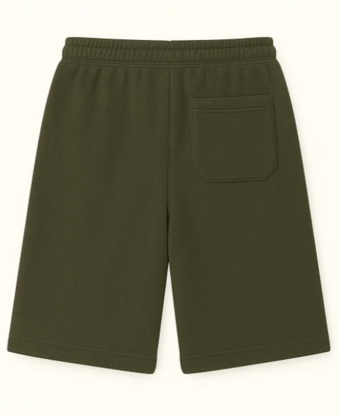 Green shorts with a pocket on a white background