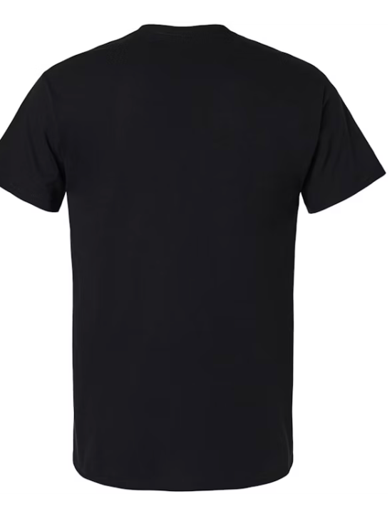 Black t-shirt on a white background