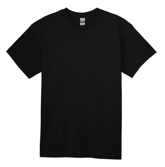 Black t-shirt on a white background