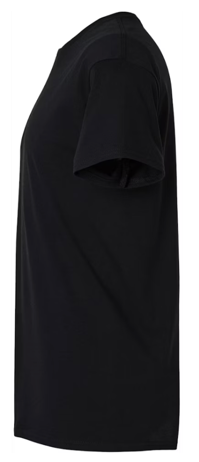 Black t-shirt on a white background