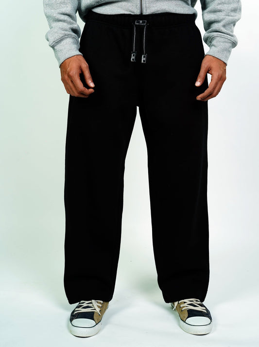 black colored heavy open bottom jogger pants