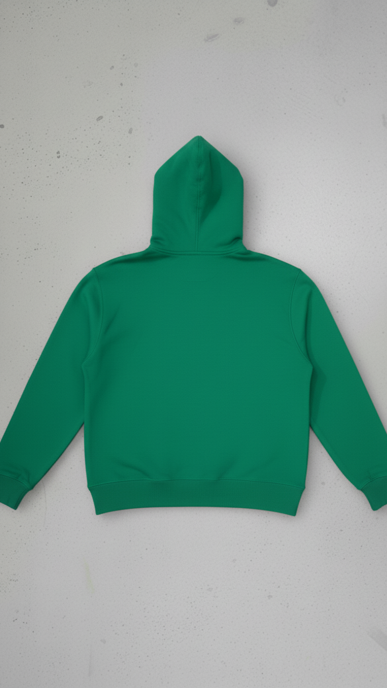 Green hoodie on a white background