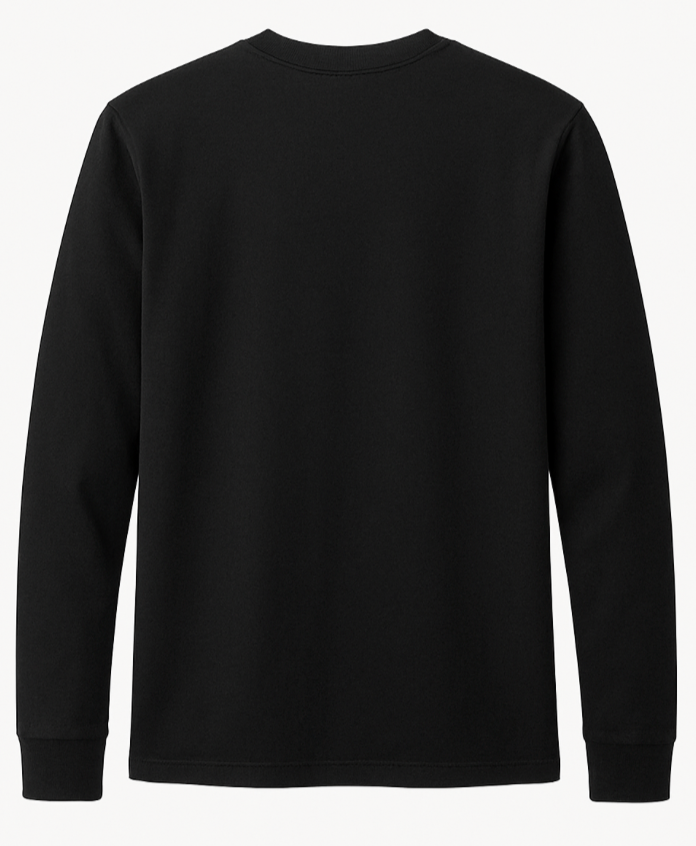 Black long-sleeve shirt on a white background