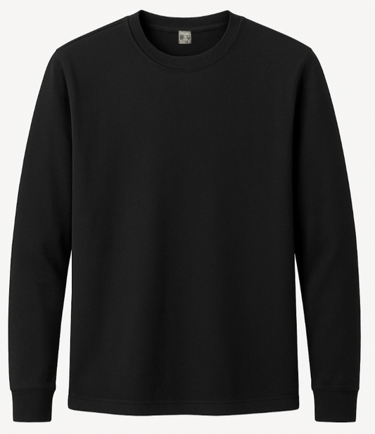 Black long-sleeve shirt on a white background
