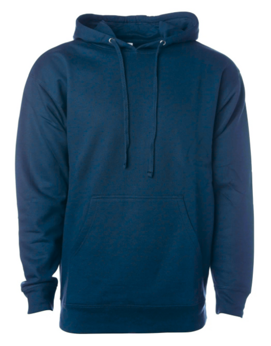 Navy blue hoodie on a white background