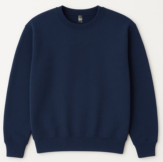 Navy blue sweatshirt on a white background