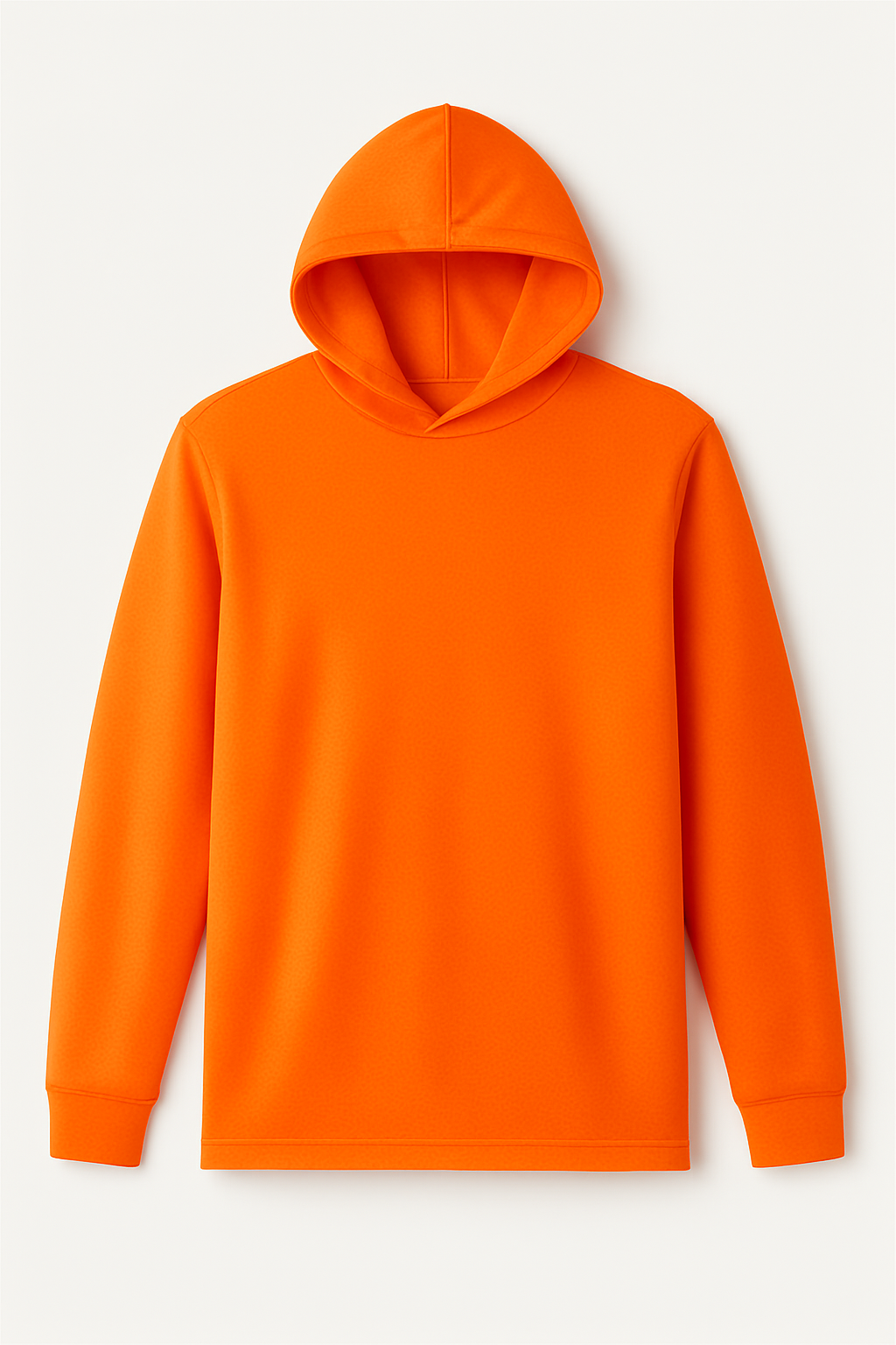 Orange high-vis hoodie on a light gray background