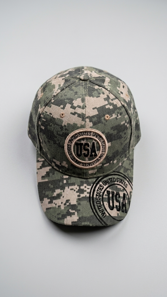 USA Embroidered Camo Baseball Cap