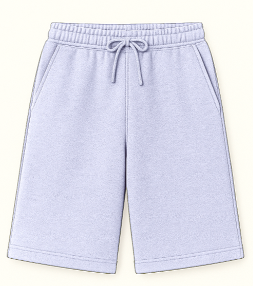 silver shorts with a drawstring on a white background