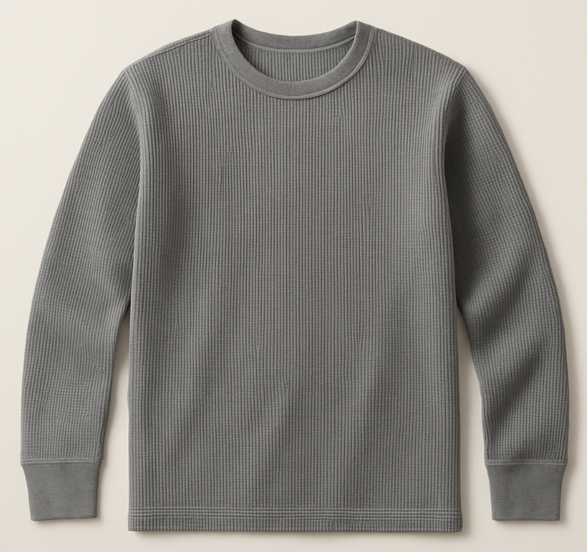 Gray long-sleeve shirt on a beige background