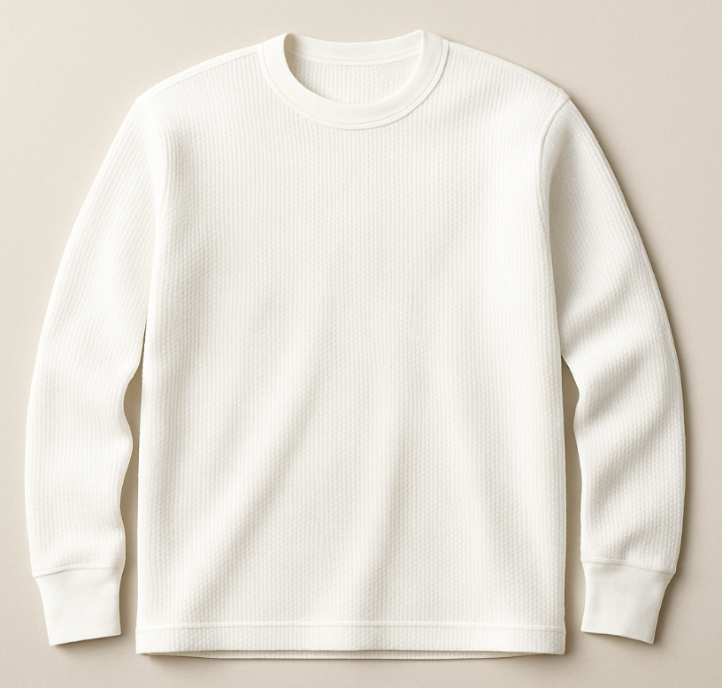 White ribbed sweater on a beige background