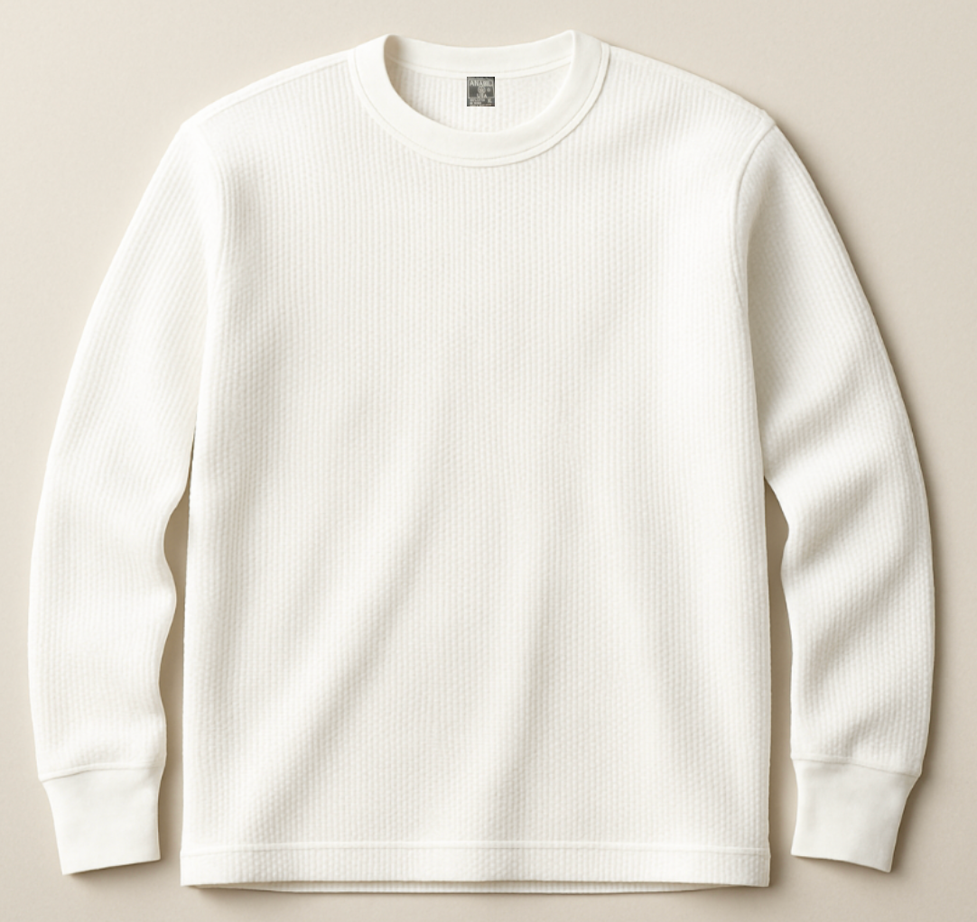 white heavy thermal t-shirt front