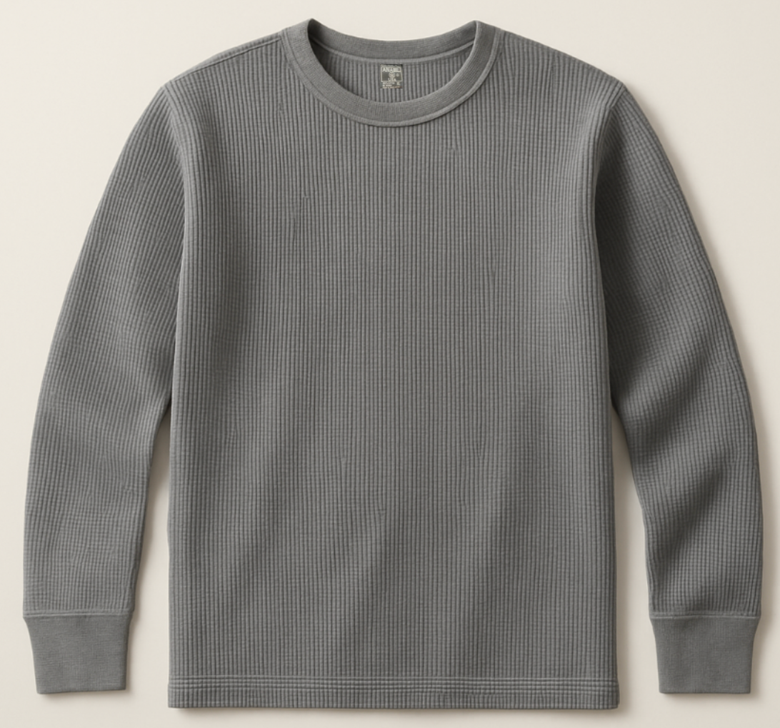 black heavy thermal t-shirt long sleeve front