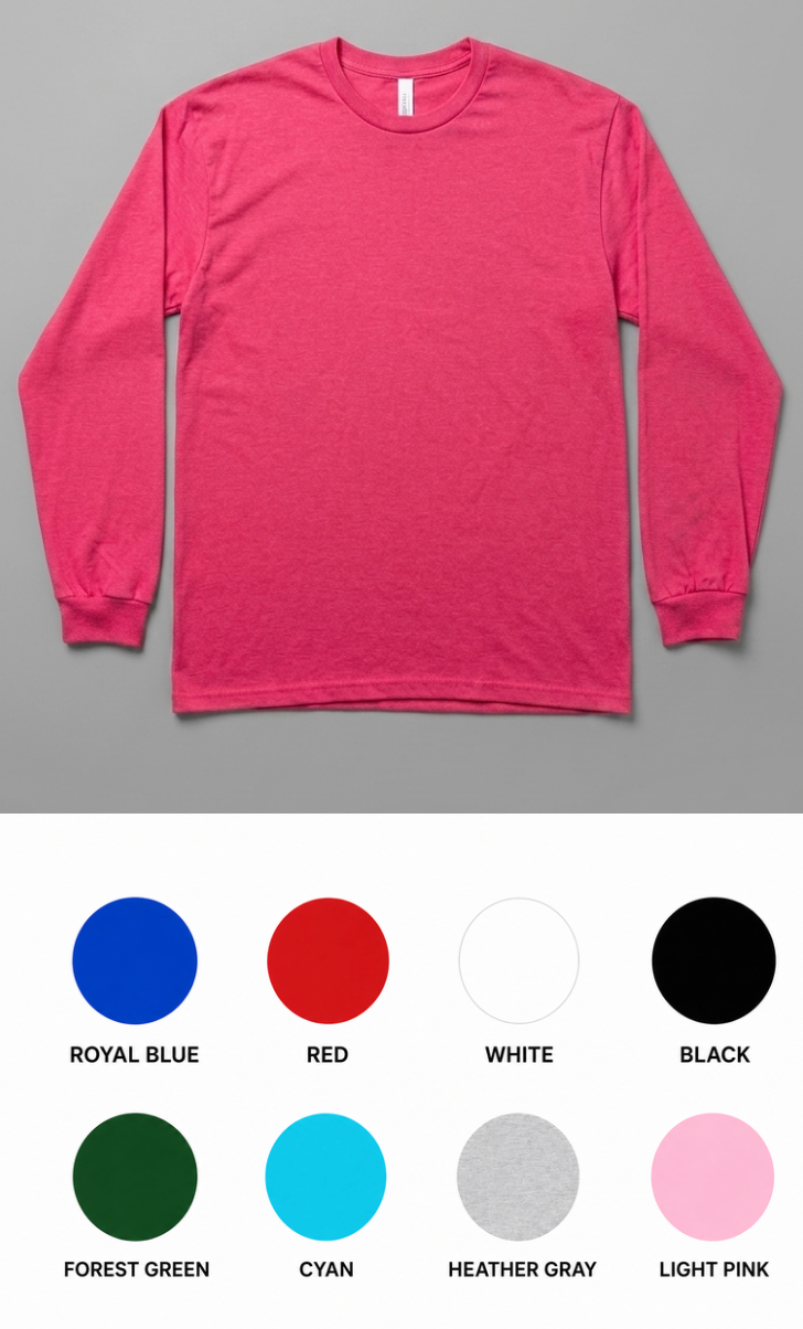 Long Sleeve Crew Neck T-Shirts Assorted Colors