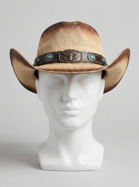 Vintage Cowboy Hat with Bull Concho Band