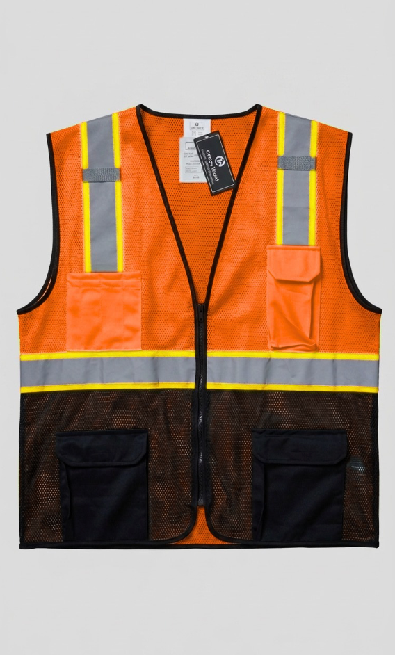 Safety Orange Hi-Vis 2-Tone Vest Class 2
