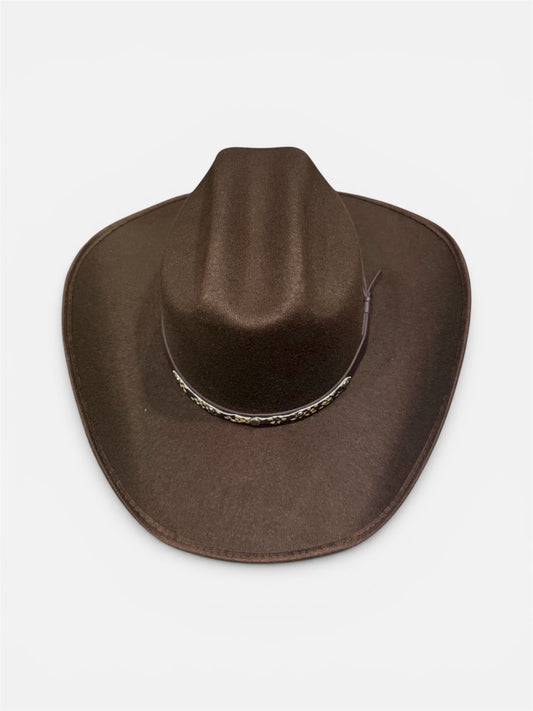 Brown cowboy hat on a white background