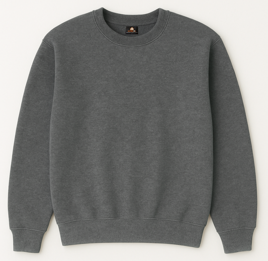 charcoal colored sweatshirt on a white background