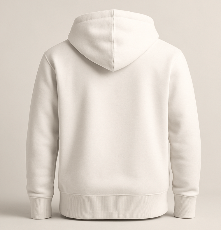 White hoodie on a light gray background