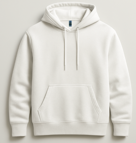 White hoodie on a light gray background