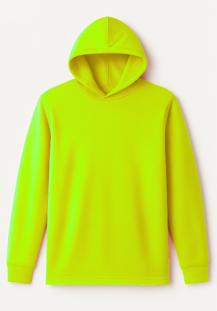 Neon green hoodie on a light gray background