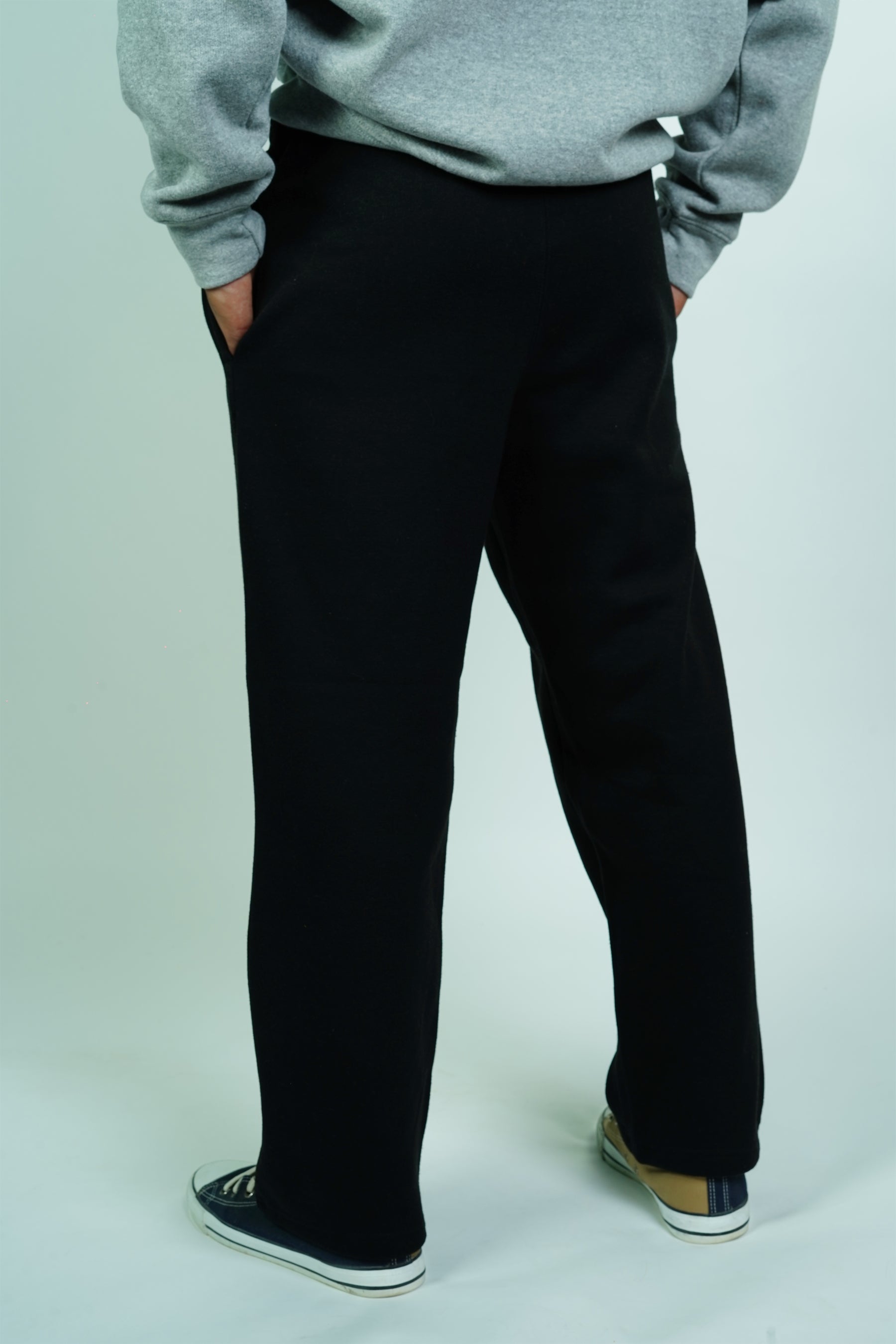 black colored heavy jogger pants open bottom