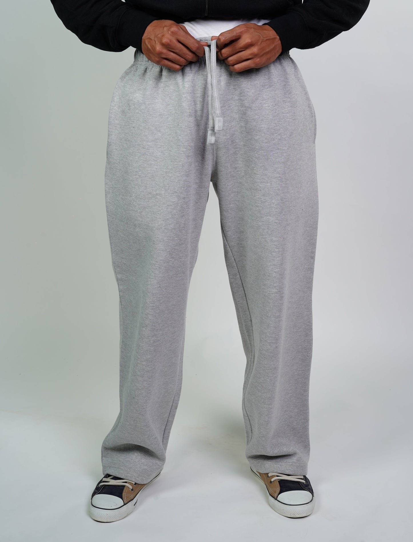 heavy open bottom jogger pants in gray color