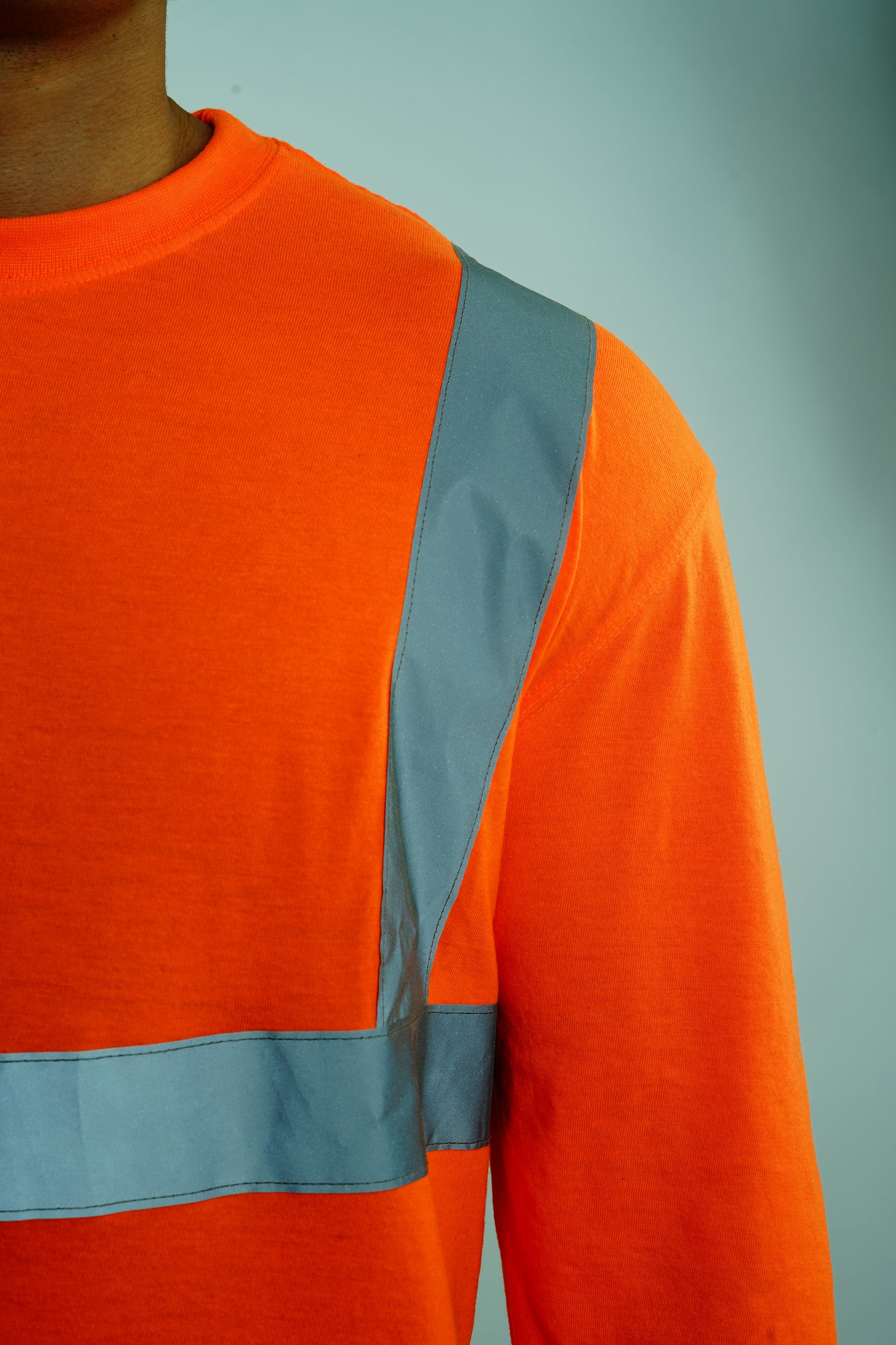 hi-vis neon orange safety t-shirt long sleeve