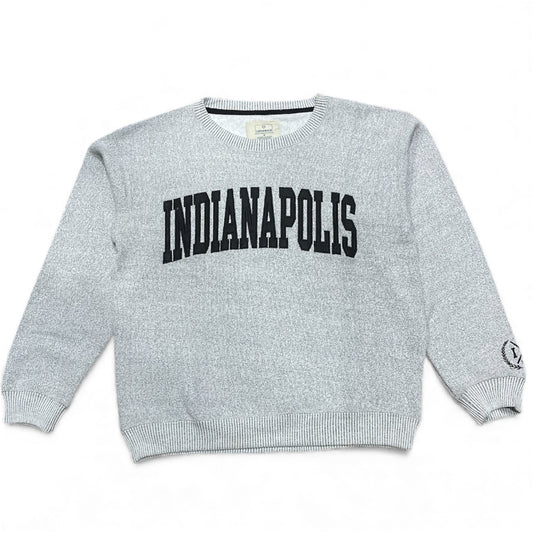 Gray sweater with 'Indianapolis' text on a white background