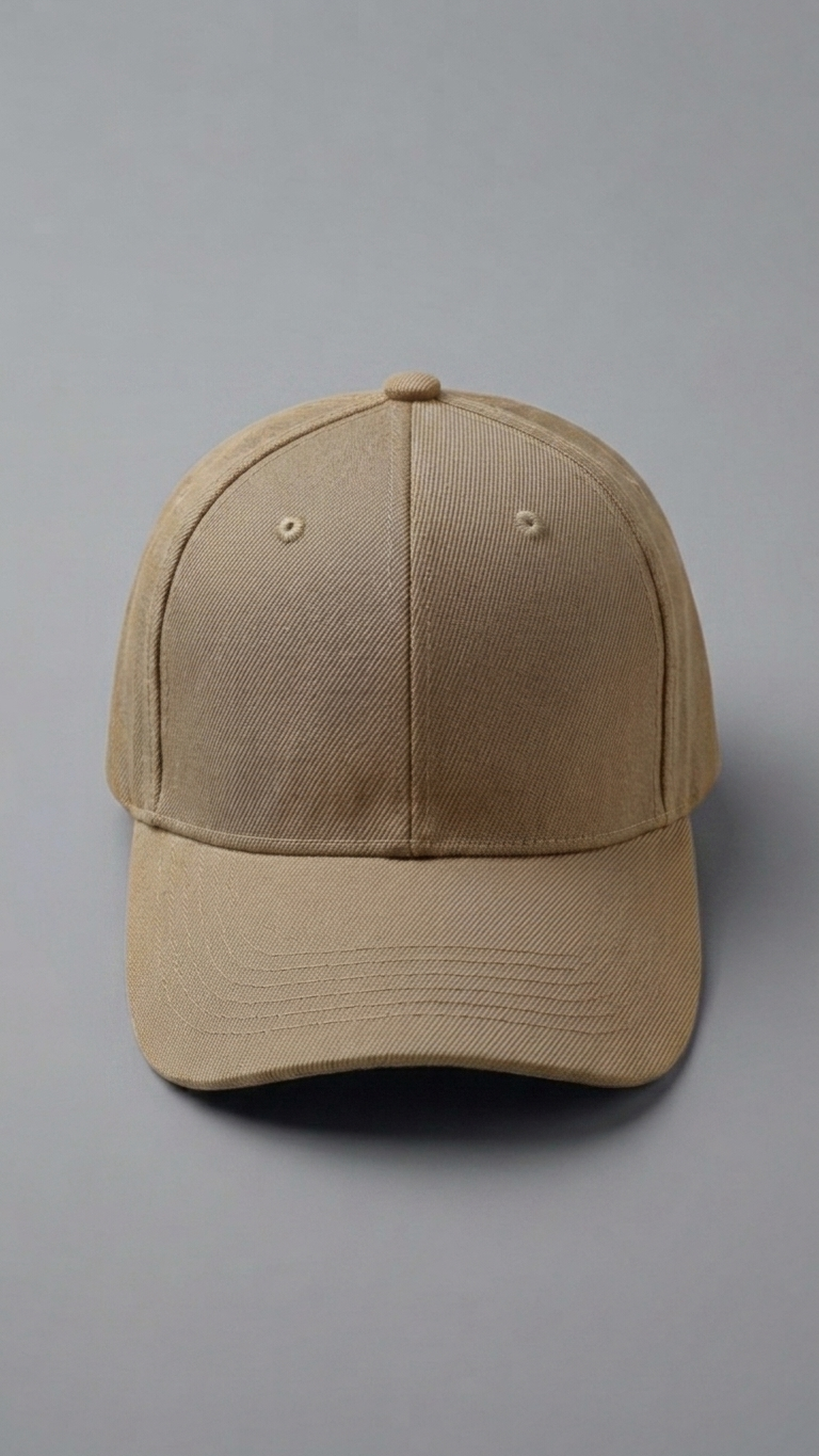 khaki baseball cap on a gray background