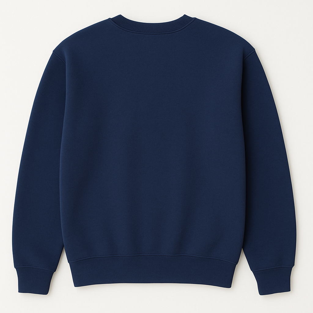 Navy blue sweatshirt on a white background