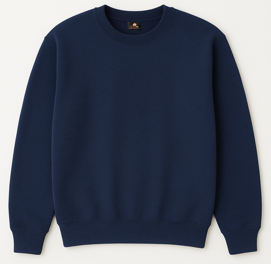Navy blue sweatshirt on a white background