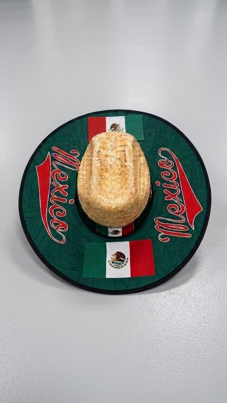 Mexican Flag Straw Cowboy Hat