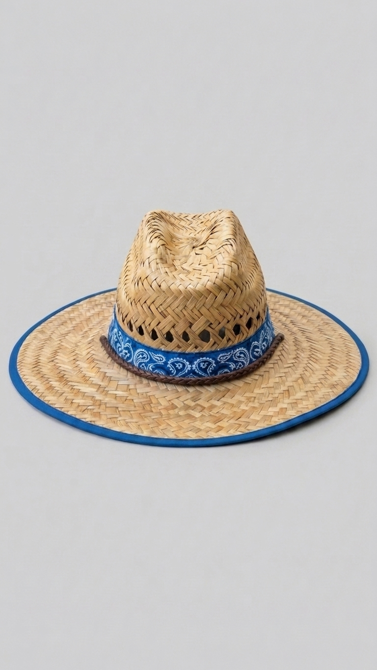 Royal Blue Bandana Straw Cowboy Hat