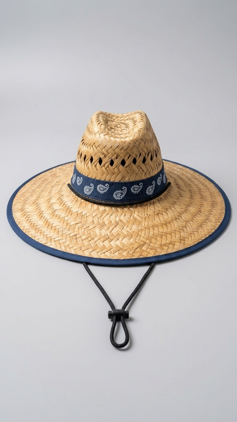 Navy Bandana Straw Cowboy Hat