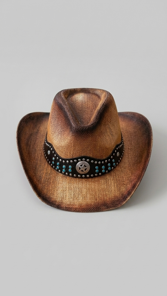 Vintage Cowboy Hat with Star Decorative Band