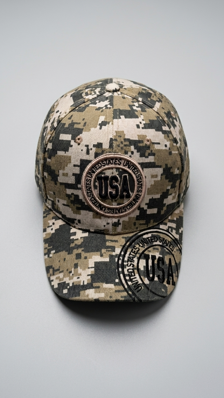 USA Embroidered Camo Baseball Cap