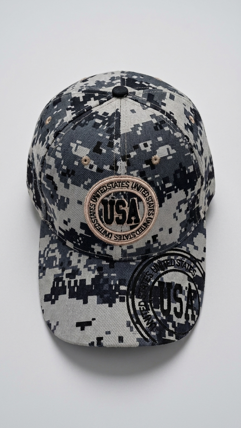 USA Embroidered Camo Baseball Cap