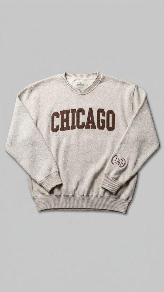 Chicago Embroidered Fleece Crewneck Sweatshirt - Cotton World