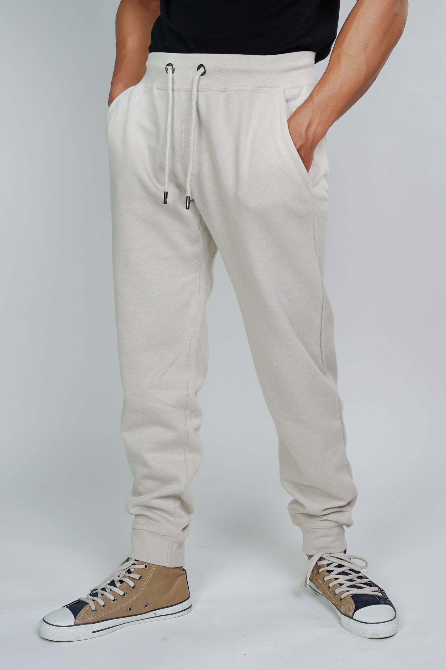 beige colored jogger pants
