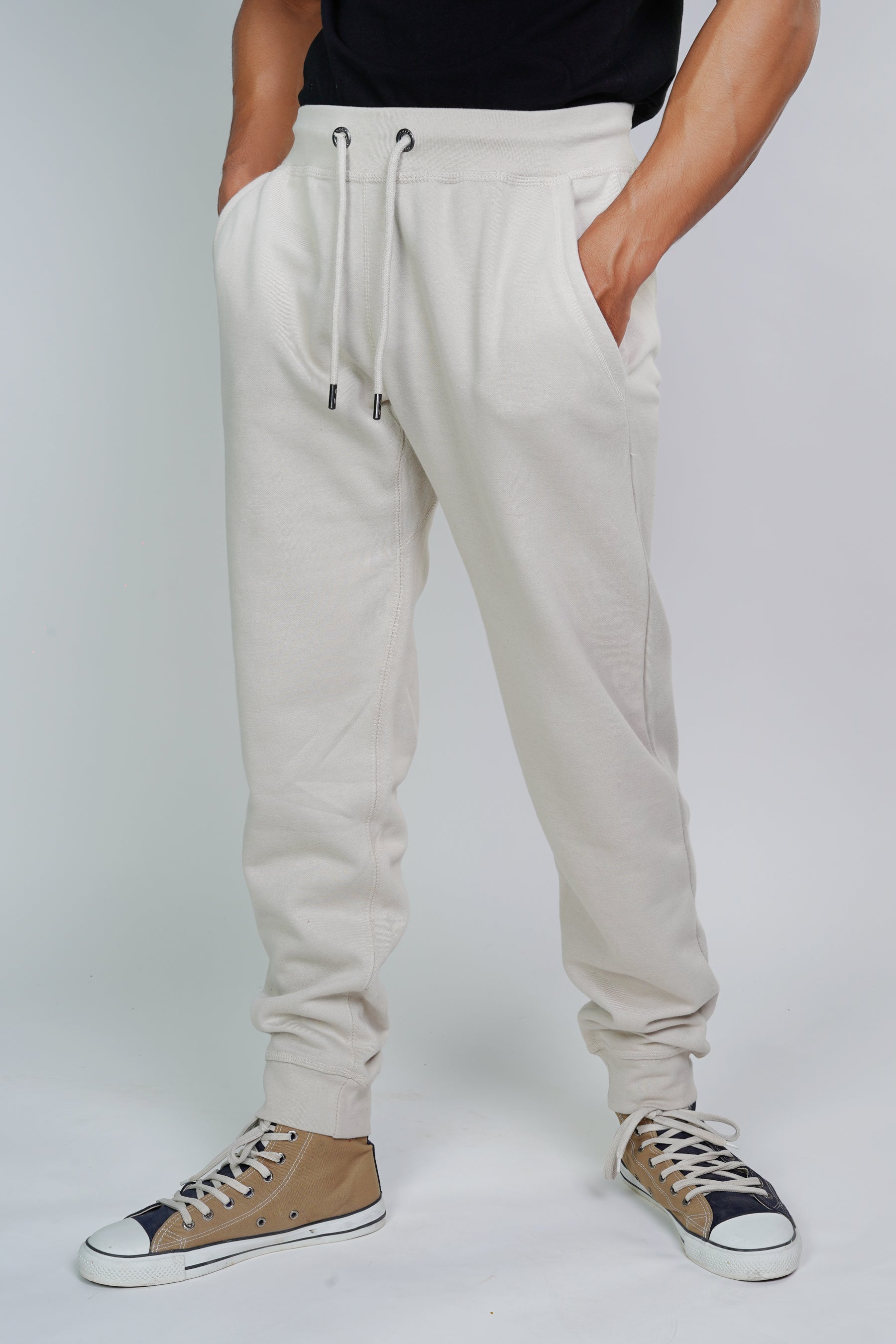 beige colored jogger pants