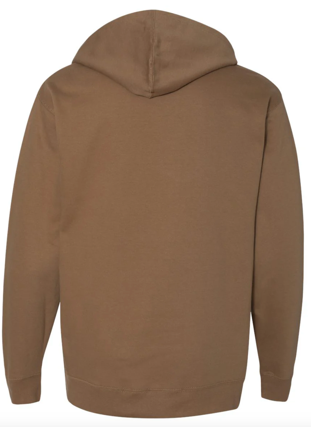 saddle color hoodie shown from the back on a white background