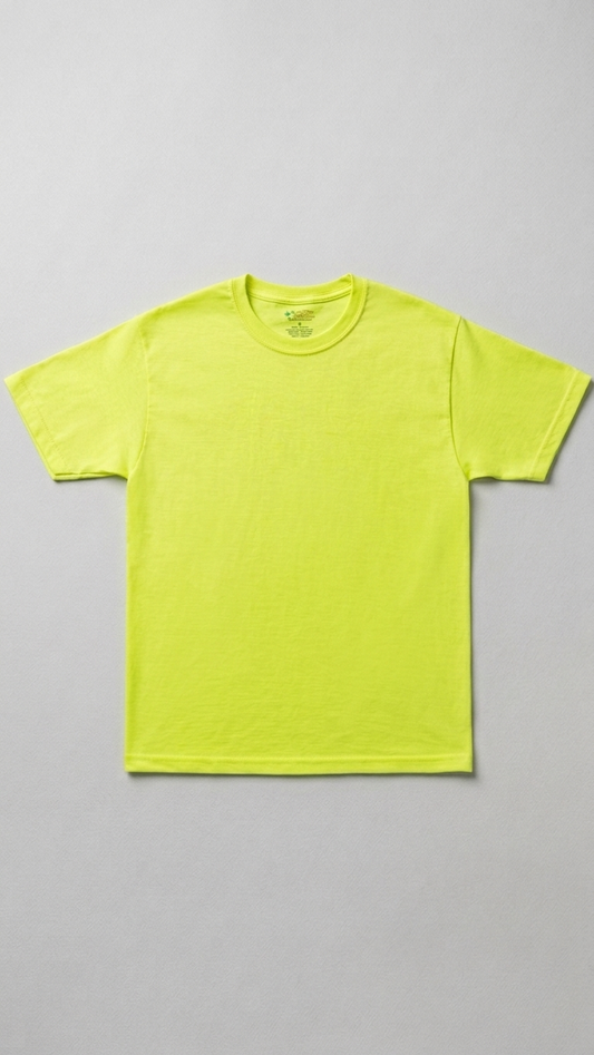safety Yellow t-shirt on a gray background