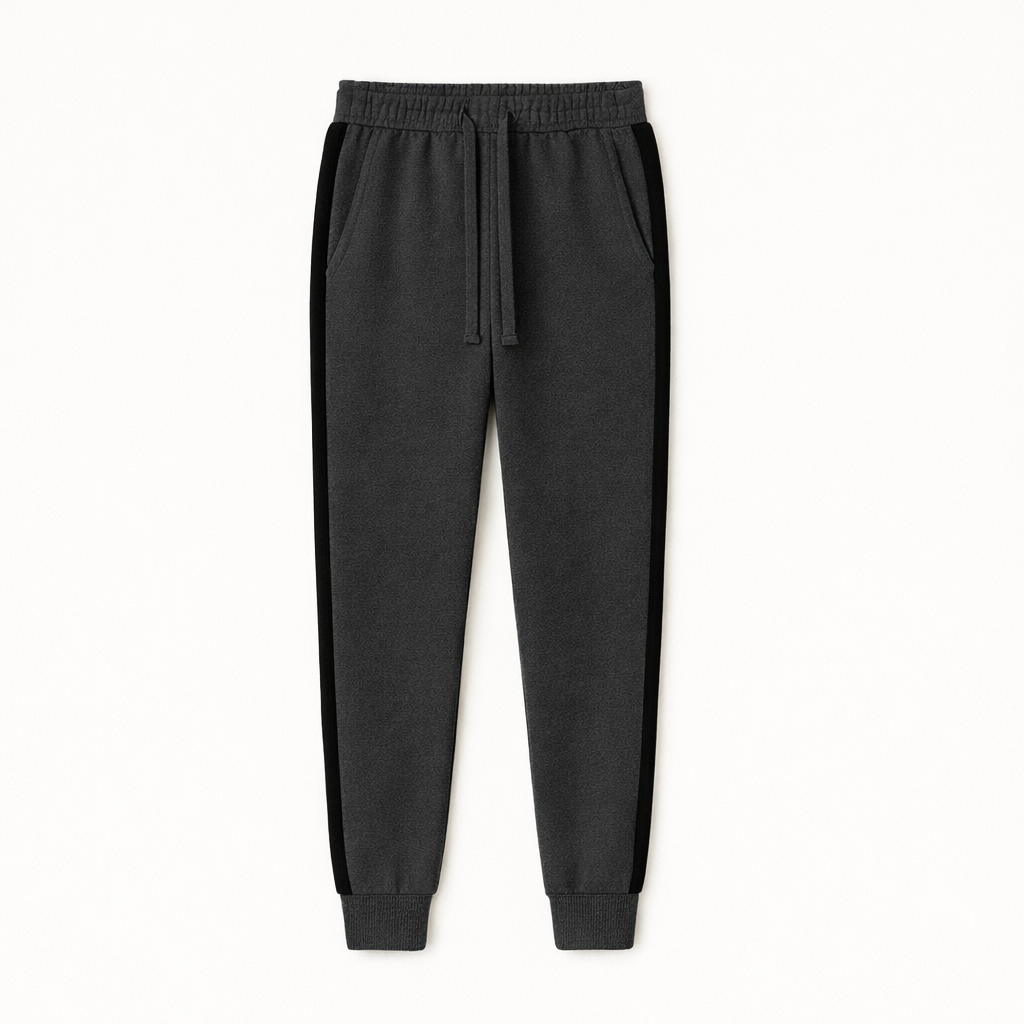 black stripped, Dark gray sweatpants on a white background
