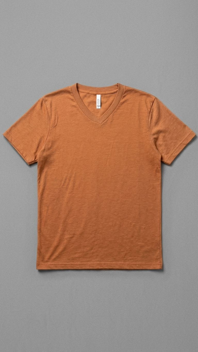 v neck t-shirt on a gray background