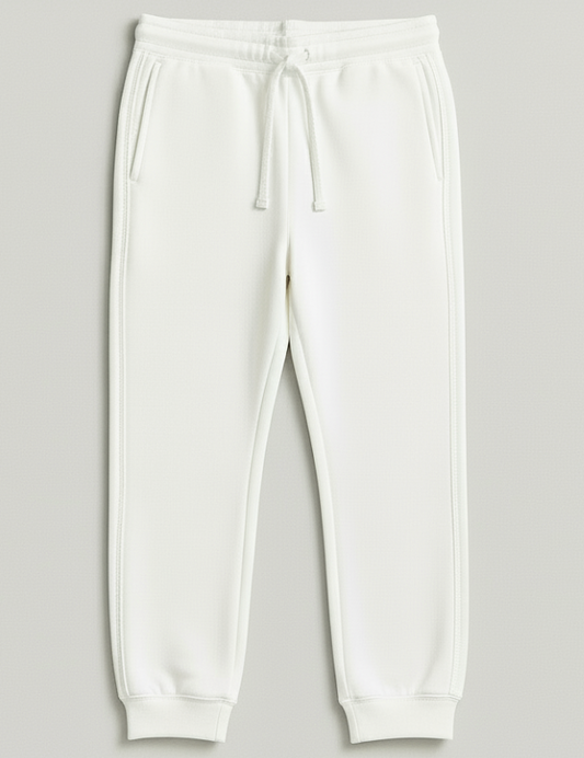 White sweatpants on a light gray background